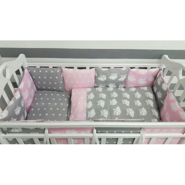 Комплект для кроватки ByTwinz Совята (6 предметов) с бортиками-подушками